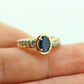 10k Blue Sapphire diamond solitaire ring. 10k Large oval Sapphire ring. Nissko Sapphire diamond ring. st(86)