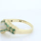 10k Diamond Emerald Pave Encrusted Band. 10k Yellow Gold Diamond Emerald Dome bypass Cluster band. st(110)