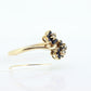 14k Sapphire Diamond Flower Ring.  14k Yellow Gold Sapphire daisy band. Cluster Flower ring. st(69)