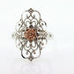 10k Open Flowers Shield ring. 10k Rose White Gold Flower Open scroll filigree Skinny Dainty Michael Anthony ring. st(67)