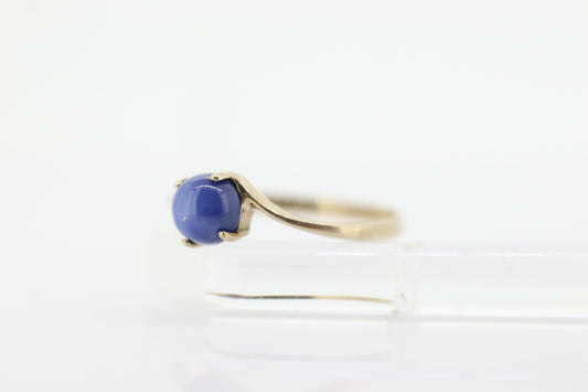 Linde Blue STAR Sapphire Solitaire  ring. 10k White gold sapphire solitaire. Dainty Blue Star Sapphire bypass ring. st(43)