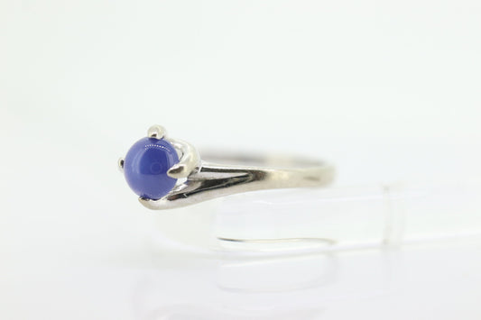 Linde Blue STAR Sapphire Solitaire  ring. 10k White gold sapphire solitaire. Dainty Blue Star Sapphire bypass ring. st(30)