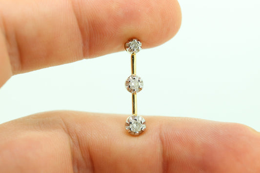 14k Diamond Pendant Charm. Three diamond pendant. Journey Past Present Future. st(40)