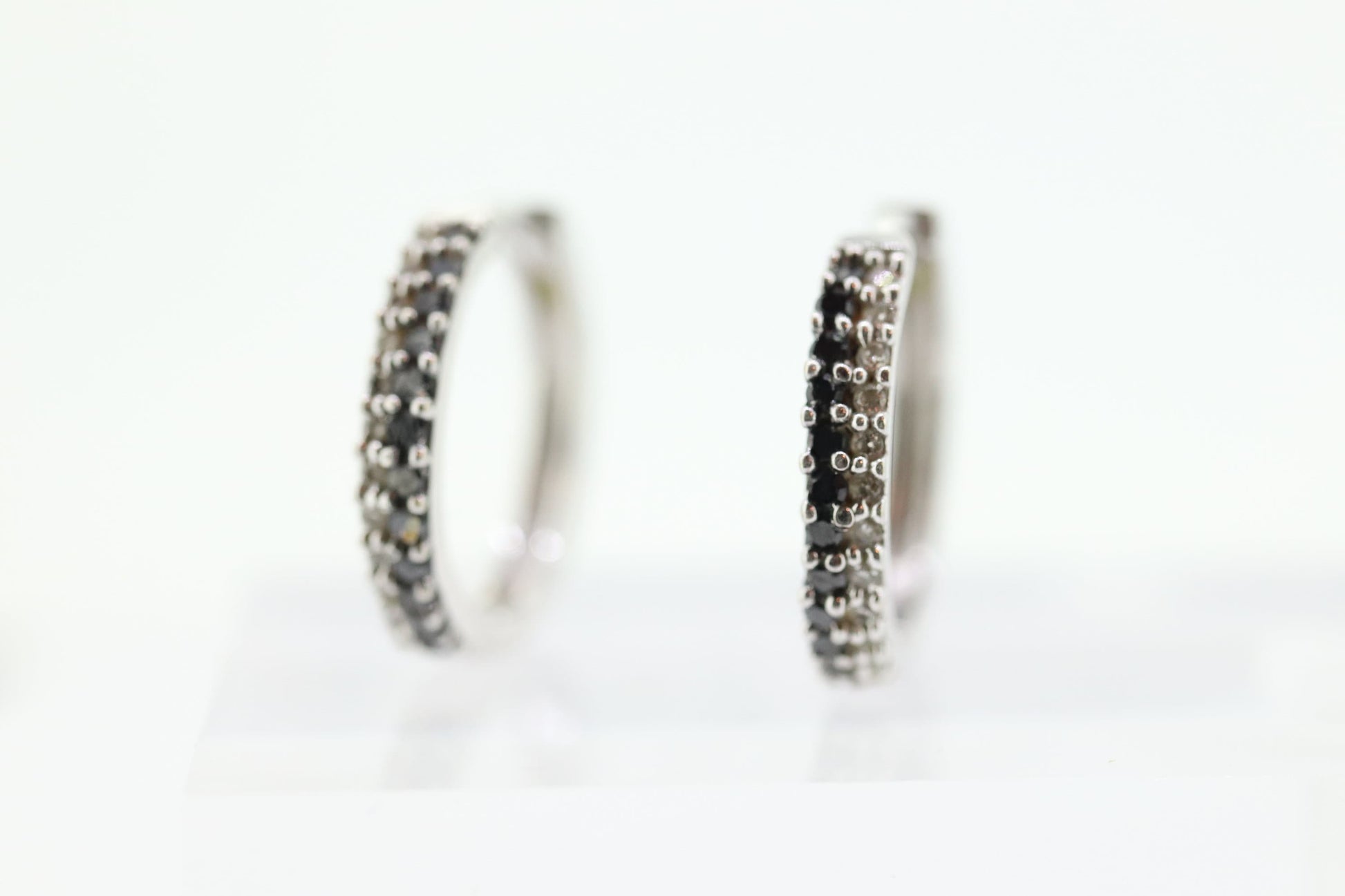 10k Diamond Hinged Hoop Earrings. Black Diamond JWBR HOOP Earrings. st(81)