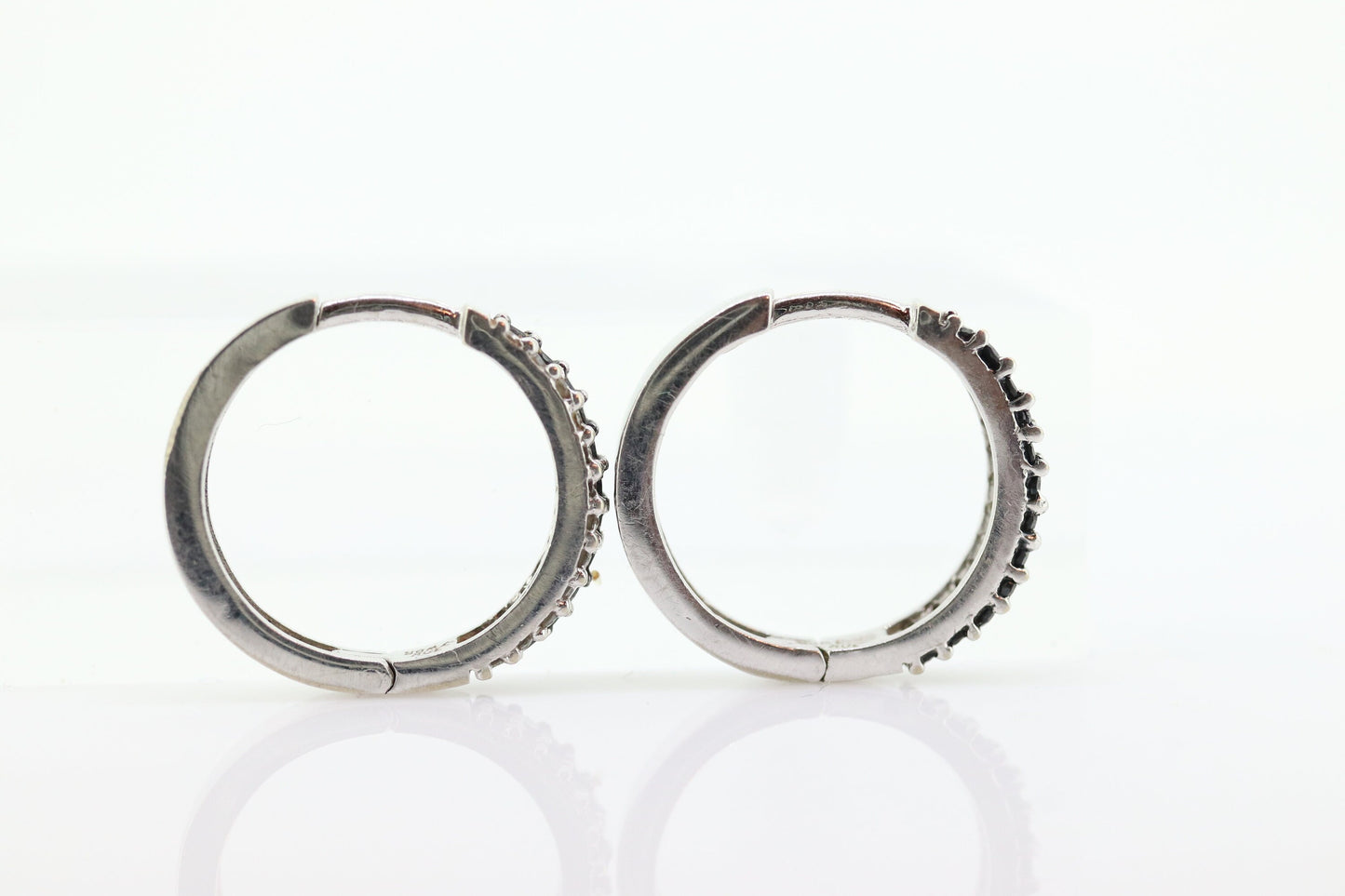 10k Diamond Hinged Hoop Earrings. Black Diamond JWBR HOOP Earrings. st(81)