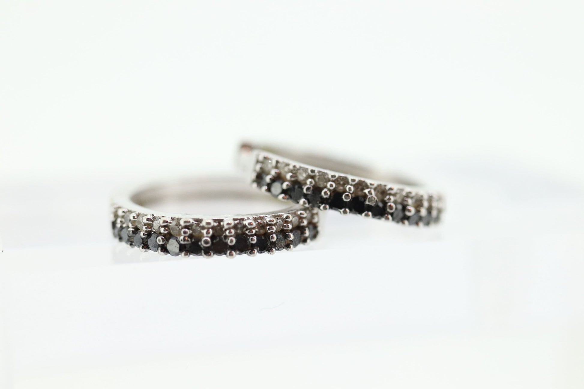 10k Diamond Hinged Hoop Earrings. Black Diamond JWBR HOOP Earrings. st(81)