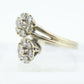 14k White Gold Bypass daisy Ring. Round Diamond Cluster Ring. Double Daisy Flower Diamond Ring. 1+ctw Diamond Flowers st(127)
