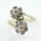 14k White Gold Bypass daisy Ring. Round Diamond Cluster Ring. Double Daisy Flower Diamond Ring. 1+ctw Diamond Flowers st(127)