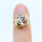 14k Diamond Ring.  Leaf Setting Diamond with accents. Diamond Bow Love Knot ring. Swirl diamond st(55)