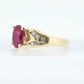 Vintage Ruby Ring. 14k Oval Ruby and Diamond Solitaire ring. Ruby Engagement ring.  st(109)