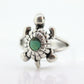 Zuni Navajo Turtle Tortoise Sterling Silver Signet ring. Turtle Turquoise Bezel set Ring.  St(10)