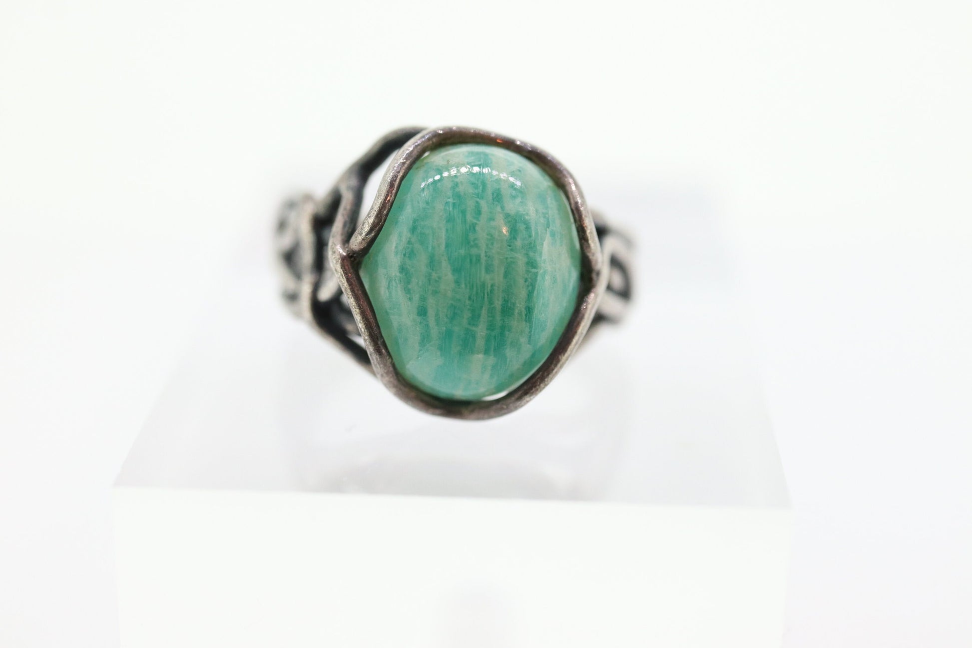 Zuni Navajo Sterling Silver ring. Amazonite wrap wire Ring.  St(10)