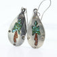 Navajo Zuni Phoenix Dangle Earrings. Turquoise Spiny Oyster Inlay and Sterling Silver Spoon dangle Earrings  (st14)