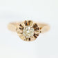 Victorian 18k Rose Gold Diamond Solitaire. 0.36ct Old Mine Cushion Cut Buttercup Diamond setting.
