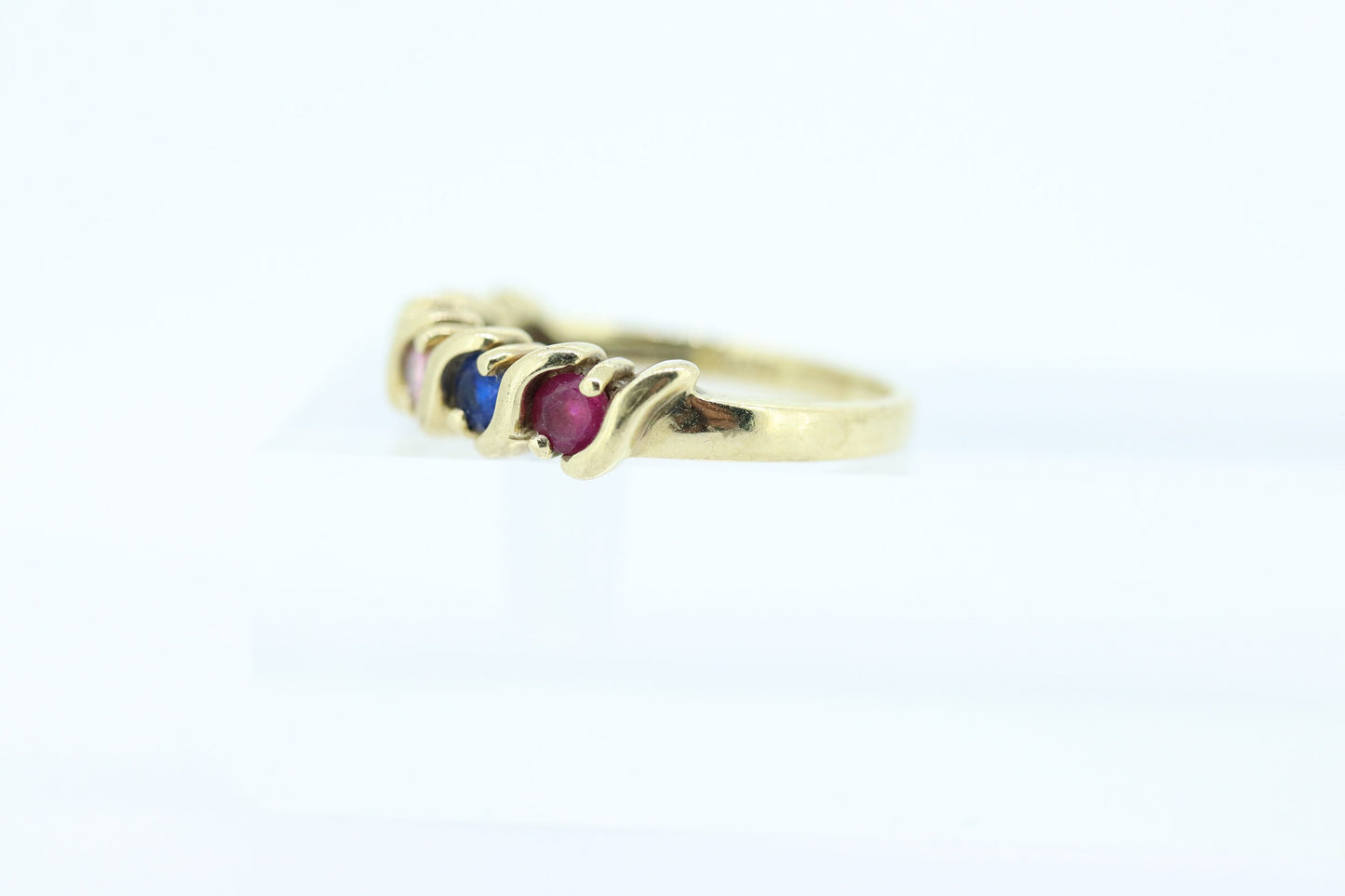 Multi-Color Gem Ring. 10k Eternity Band. Ruby Sapphire Topaz Emerald Amethyst