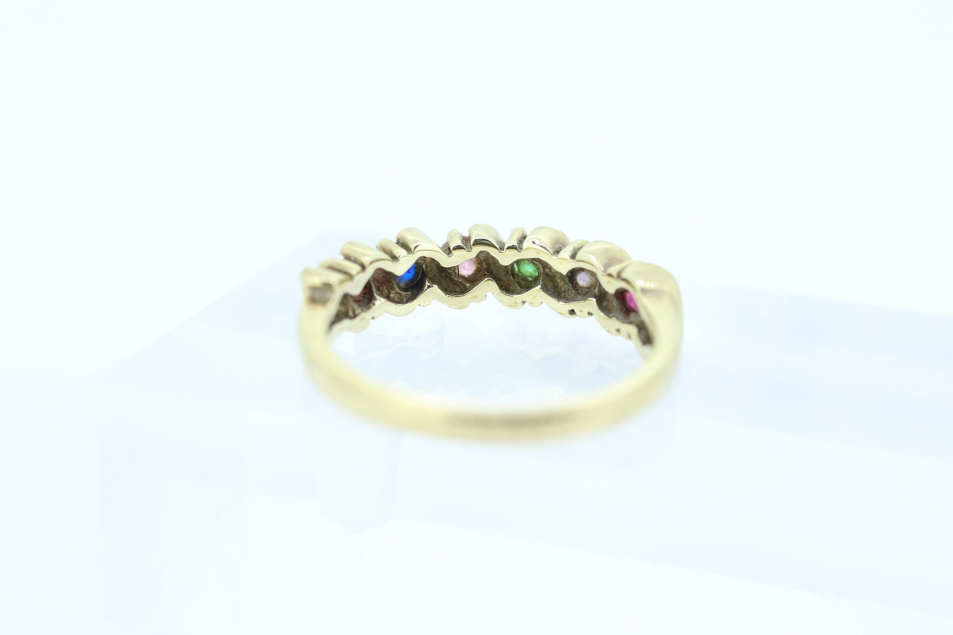 Multi-Color Gem Ring. 10k Eternity Band. Ruby Sapphire Topaz Emerald Amethyst