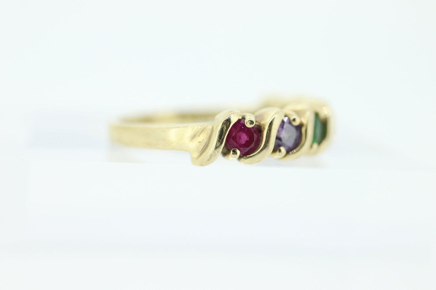 Multi-Color Gem Ring. 10k Eternity Band. Ruby Sapphire Topaz Emerald Amethyst