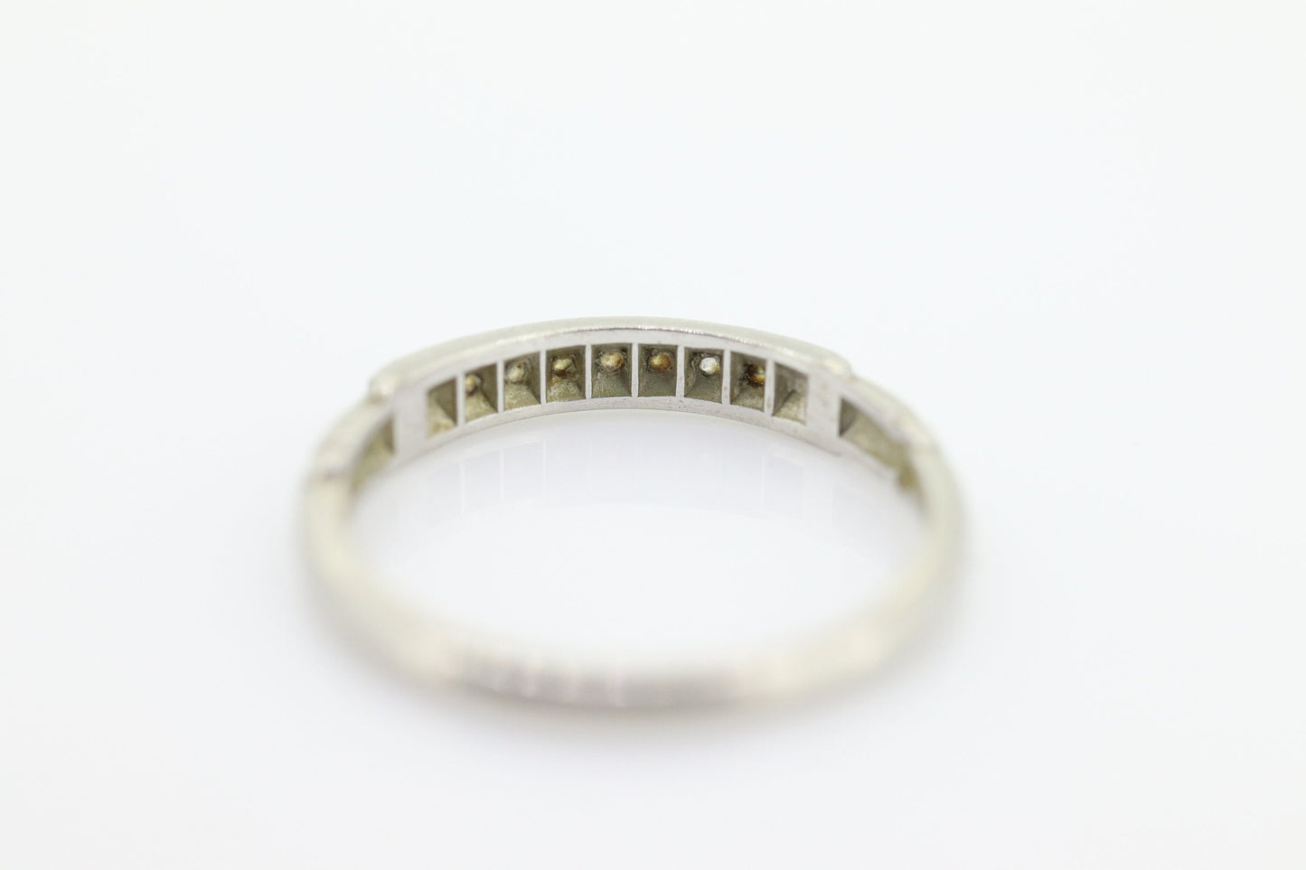 Antique Platinum Diamond eternity channel band. Art Deco 1930s diamond eternity infinity band.