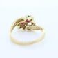 14k Ruby and Diamond Halo Ring. 14k Daisy Twin Double Ruby and Diamond Bypass ring.