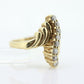 14K Diamond Bypass ring. Total 0.24ct Diamond Wave.  Stacked. Toi et moi band. Yellow Gold ring. Pinky ring