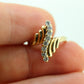 14K Diamond Bypass ring. Total 0.24ct Diamond Wave.  Stacked. Toi et moi band. Yellow Gold ring. Pinky ring