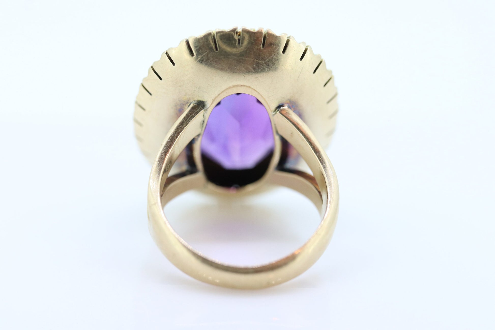 Art Deco Amethyst Ring.  14k Gold and a HUGE 16 ct Amethyst Ring. Size 6.5 Womens. February Amethyst. Art Deco Cocktail Ring.