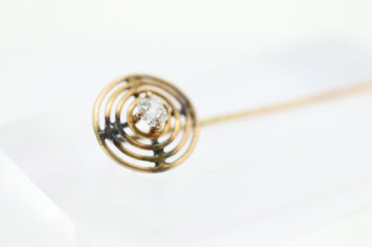 14k diamond filigree Victorian Lingerie bar brooch or stick pin