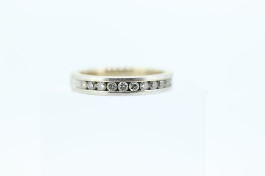 14k Channel Diamond Eternity Wedding Band. Unisex Diamond channel eternity ring . Comfort fit. st(176)