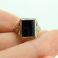 14k ONYX ring. ONYX Modern and Slim Picture Frame Rectangle Onyx signet ring. Mourning Ring Sz 3 stock(126/50)