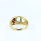 Multi-Color Gem Ring. 14k Yellow Gold ring. Bubble Garnet Citrine Topaz. Bezel set gems. st(99/11)