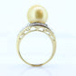 South Sea Pearl ring. 14k Gold South Sear Pearl and diamond ring. Large South Sea pearl solitaire ring. st(275/11)