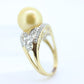 South Sea Pearl ring. 14k Gold South Sear Pearl and diamond ring. Large South Sea pearl solitaire ring. st(275/11)