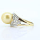 South Sea Pearl ring. 14k Gold South Sear Pearl and diamond ring. Large South Sea pearl solitaire ring. st(275/11)