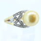 South Sea Pearl ring. 14k Gold South Sear Pearl and diamond ring. Large South Sea pearl solitaire ring. st(275/11)