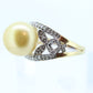 South Sea Pearl ring. 14k Gold South Sear Pearl and diamond ring. Large South Sea pearl solitaire ring. st(275/11)