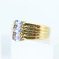 Three Tanzanite cluster ring. 14k Triple Tanzanite  oval wide ring. Tanzanite Purple Tanzanite ring Tanzanite triple st(86/50)