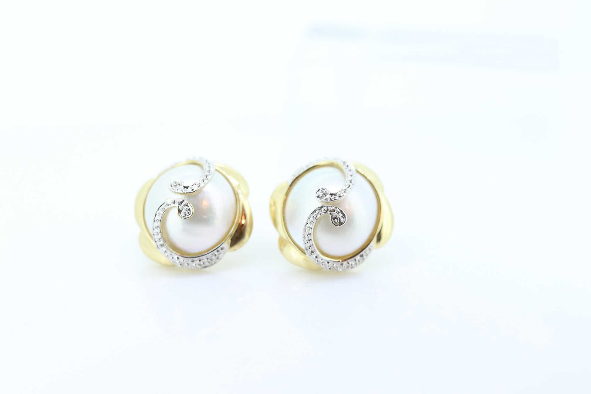 14k Large MABE Pearl Stud earrings st(71/50)