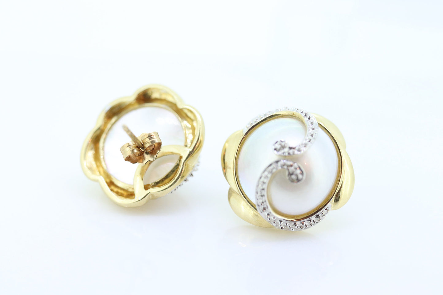 14k Large MABE Pearl Stud earrings st(71/50)