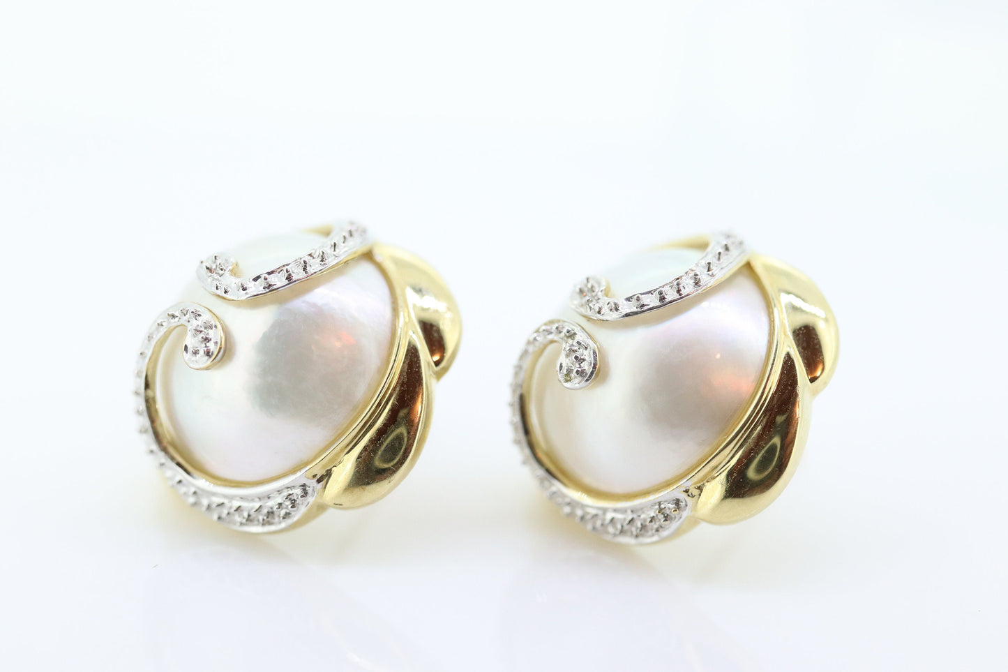 14k Large MABE Pearl Stud earrings st(71/50)