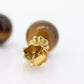18k Natural Tigers Eye Ball stud earrings. 10mm Tiger's Eye Cat's Eye Sphere stud earring. Screw Backs st(40/11)