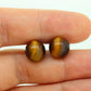 18k Natural Tigers Eye Ball stud earrings. 10mm Tiger's Eye Cat's Eye Sphere stud earring. Screw Backs st(40/11)