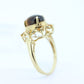 10k Tiger Eye Oval Cabochon ring. Tiger's Eye and Citrine Halo ring. St (88/11)