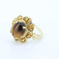 10k Tiger Eye Oval Cabochon ring. Tiger's Eye and Citrine Halo ring. St (88/11)