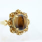10k Tiger Eye Oval Cabochon ring. Tiger's Eye and Citrine Halo ring. St (88/11)