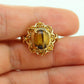 10k Tiger Eye Oval Cabochon ring. Tiger's Eye and Citrine Halo ring. St (88/11)
