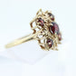 10k Garnet Flower Star Cluster ring. 10k Yellow Gold GARNET Cluster Open filigree starburst ring. st(98)