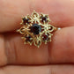 10k Garnet Flower Star Cluster ring. 10k Yellow Gold GARNET Cluster Open filigree starburst ring. st(98)