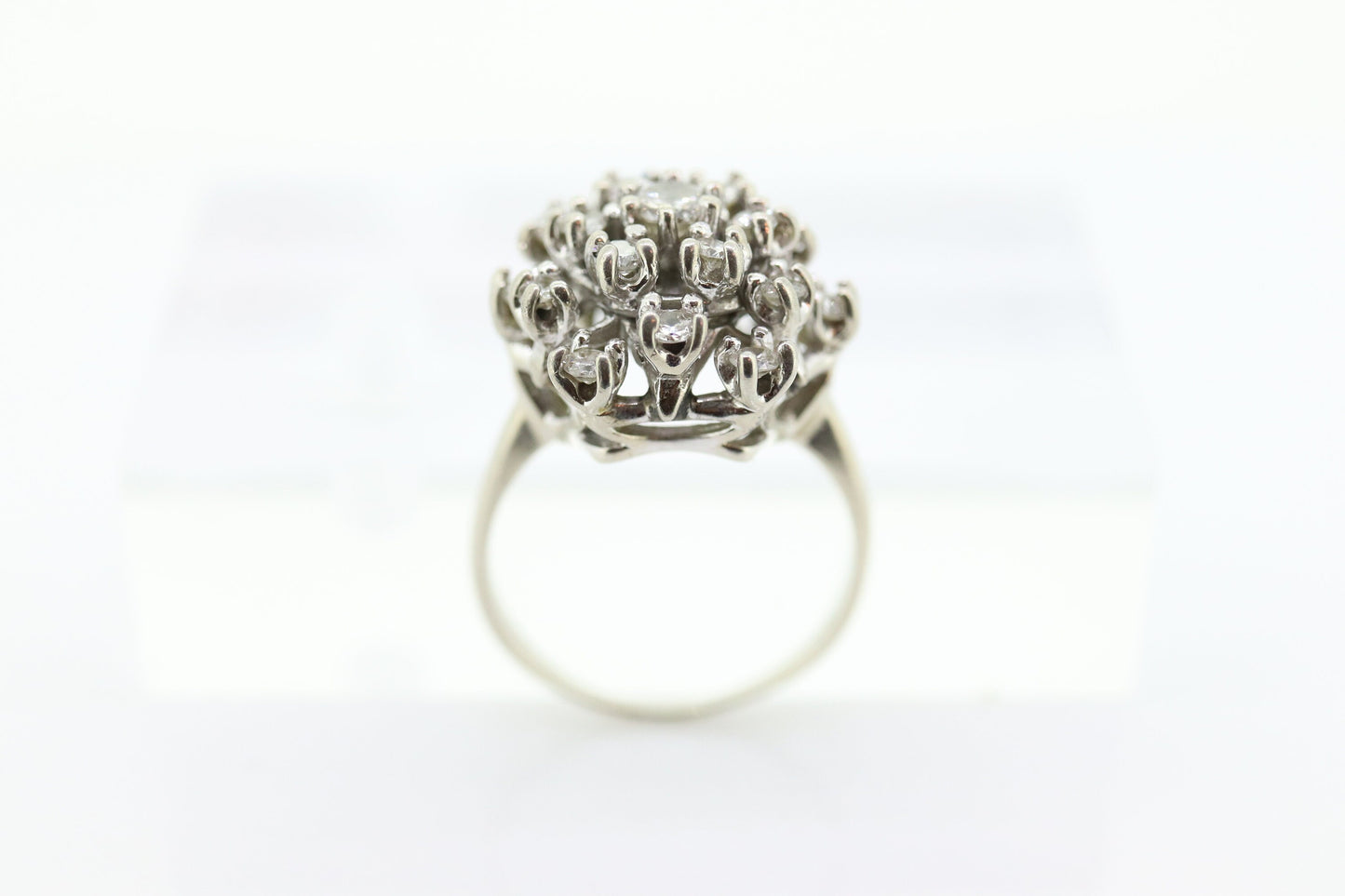 14k Diamond SunBurst STARBURST Round Flower Ring. Round Cluster Diamond cluster cocktail ring. st(222)