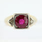 10k Large Ruby and Diamond ring. Mens or Womens Heavy Ruby signet ring. sz 11.