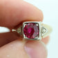10k Large Ruby and Diamond ring. Mens or Womens Heavy Ruby signet ring. sz 11.